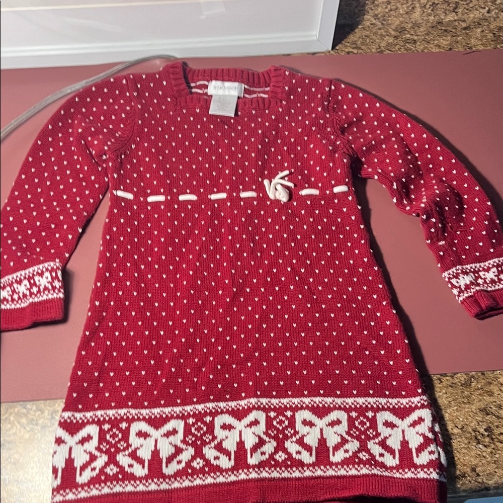 KIDS 🧒 Savannah Red and White Knit Dress